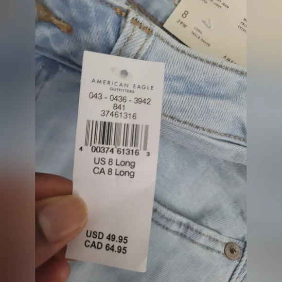 Mom Straight Stretch Light Blue Women's Jeans Size Us8 Long - Picture 5 of 10